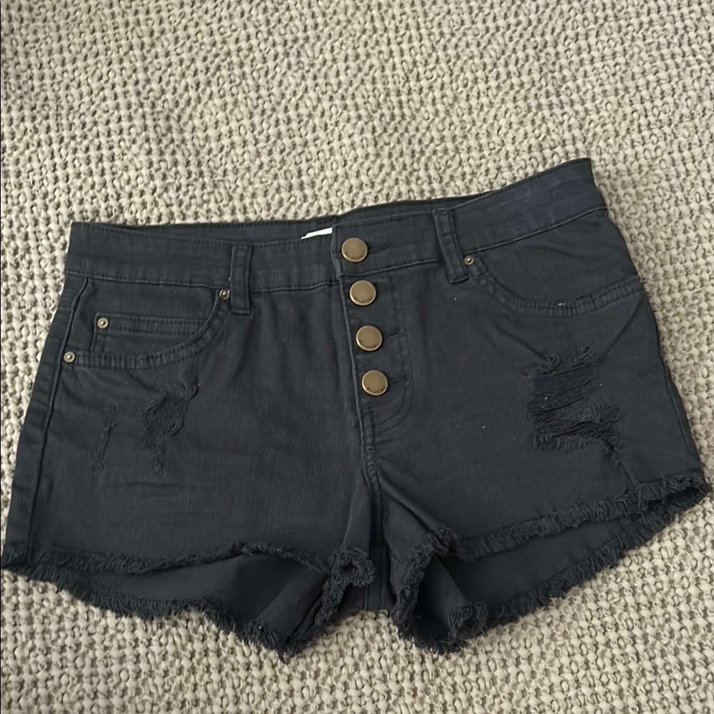Billabong Black Jean Shorts High-Waisted Distressed